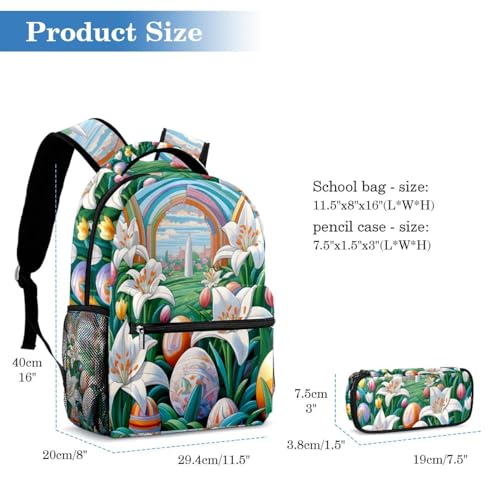 Sac à dos tendance multicolore avec trousse imprimé floral - 2