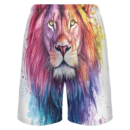 Watercolor Lion Animal Print Pajama Men's Shorts Sport Gym Lounge Shorts Pj Sleepwear Casual Pants S2