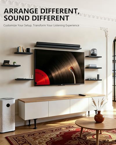 Image of WALI Soundbar Mount for Sonos Arc and Sonos Arc Ultra, Sound bar Wall Mount Bracket Under TV, Soundbar TV Floating Wall Shelf for Living Room, Home Theater Up to 22Lbs (SON003-H), Set of 3, Black
