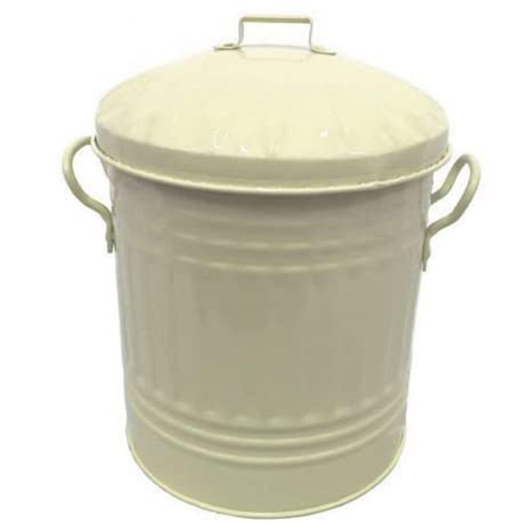 Sterling Ventures Classic Metal Traditional Mini Powder Coated Trash Can 13L (Cream)