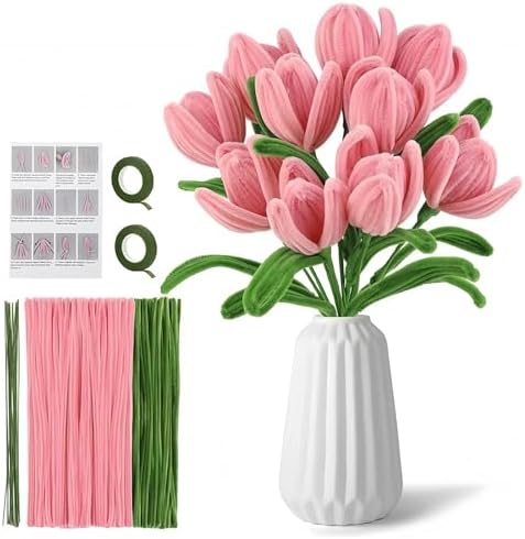 HUEYTON Tulip Pipe Cleaners DIY Kit - 260Pcs Assorted Color Cheni...