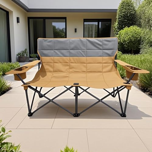 Chaise double de camping pliable extérieure avec accoudoirs stables - 4