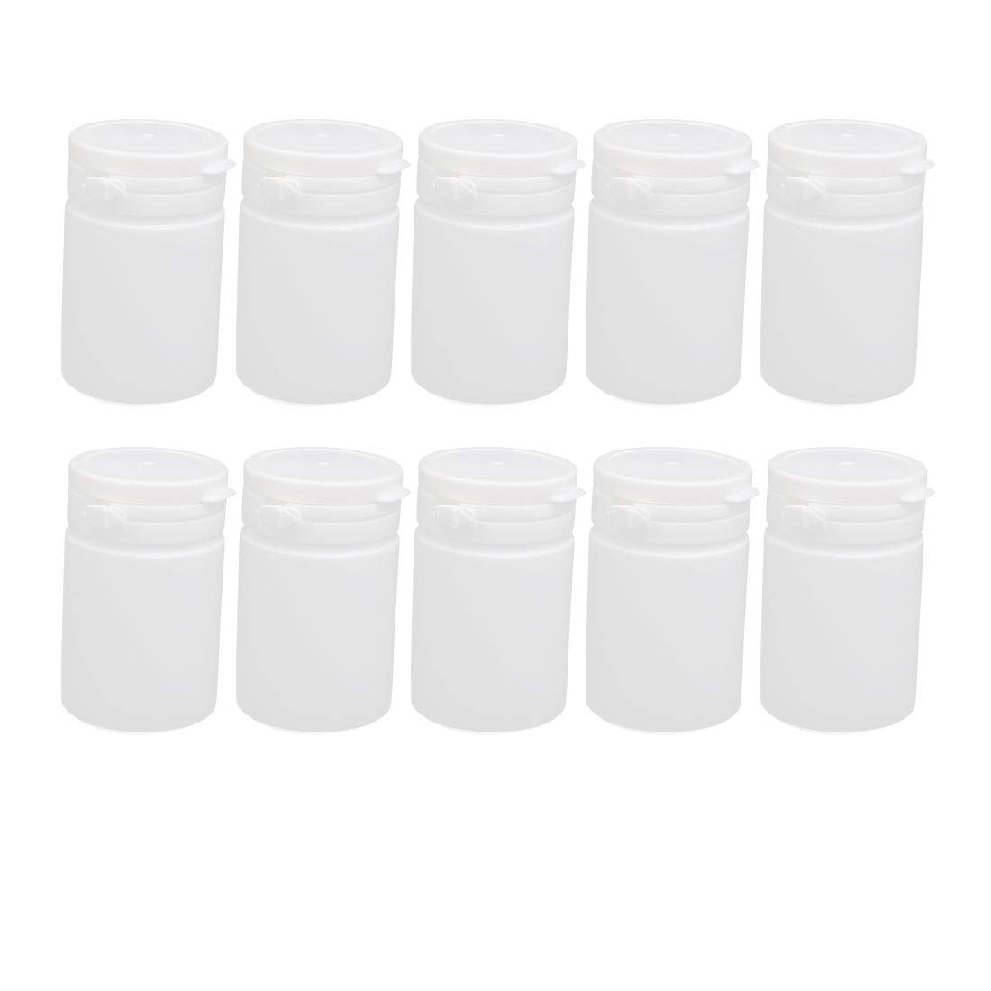 Aexit 10Pcs 60ml gauge HDPE Plastic White Wide Mouth Empty Solid Powder Bottle Storage Jar