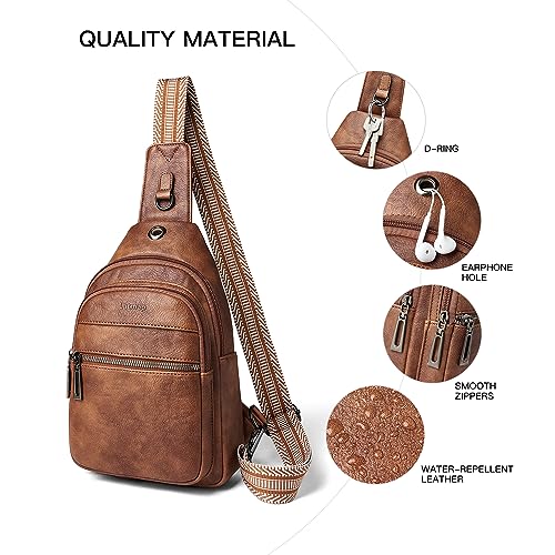 Latmap LATMAP-1007 7L Sling Bag For Women Faux Leather Anti Theft Small Casual Daypack Backpack Fanny Pack Crossbody Chest Bags Purse Waterproof Brown thumb #5