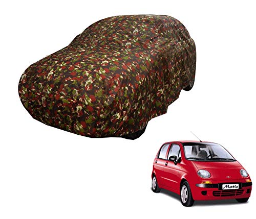 Image of Auto Hub Car Cover Compatible with Daewoo Matiz with Weather Proof, Triple Stitched, Matiz Car Cover Jungle Look