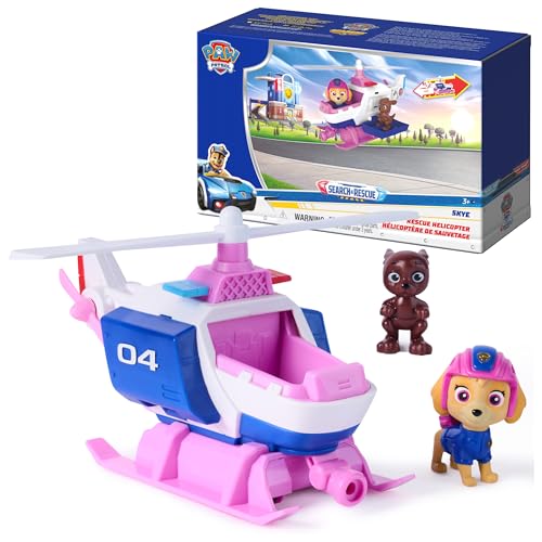 Paw Patrol: Search & Rescue, Skye Rescue Helicopter with 2 Figures, Hero Helicopter Toy with Pull-Back Action, Kids Toys for Boys & Girls Ages 3+