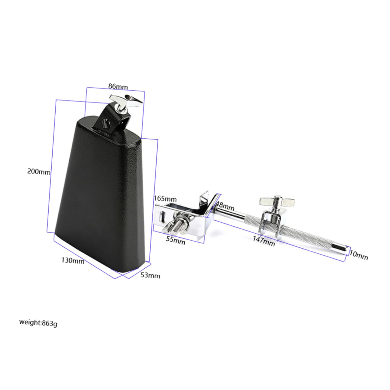 HEMOTON Drum Kit Professional Cowbell Smooth Surface Perfect for Drum Enthusiasts