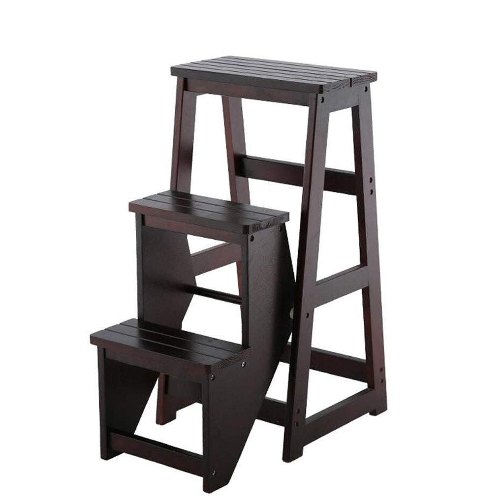 Escalera de madera de tres peldaños para cocina y salón con diseño de silla plegable