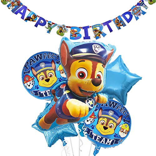 WENTS Paw Patrol Geburtstag Dekoration Set Kompakt Happy Birthday Deko Bunte Luftballon Paw Patrol für Kinder