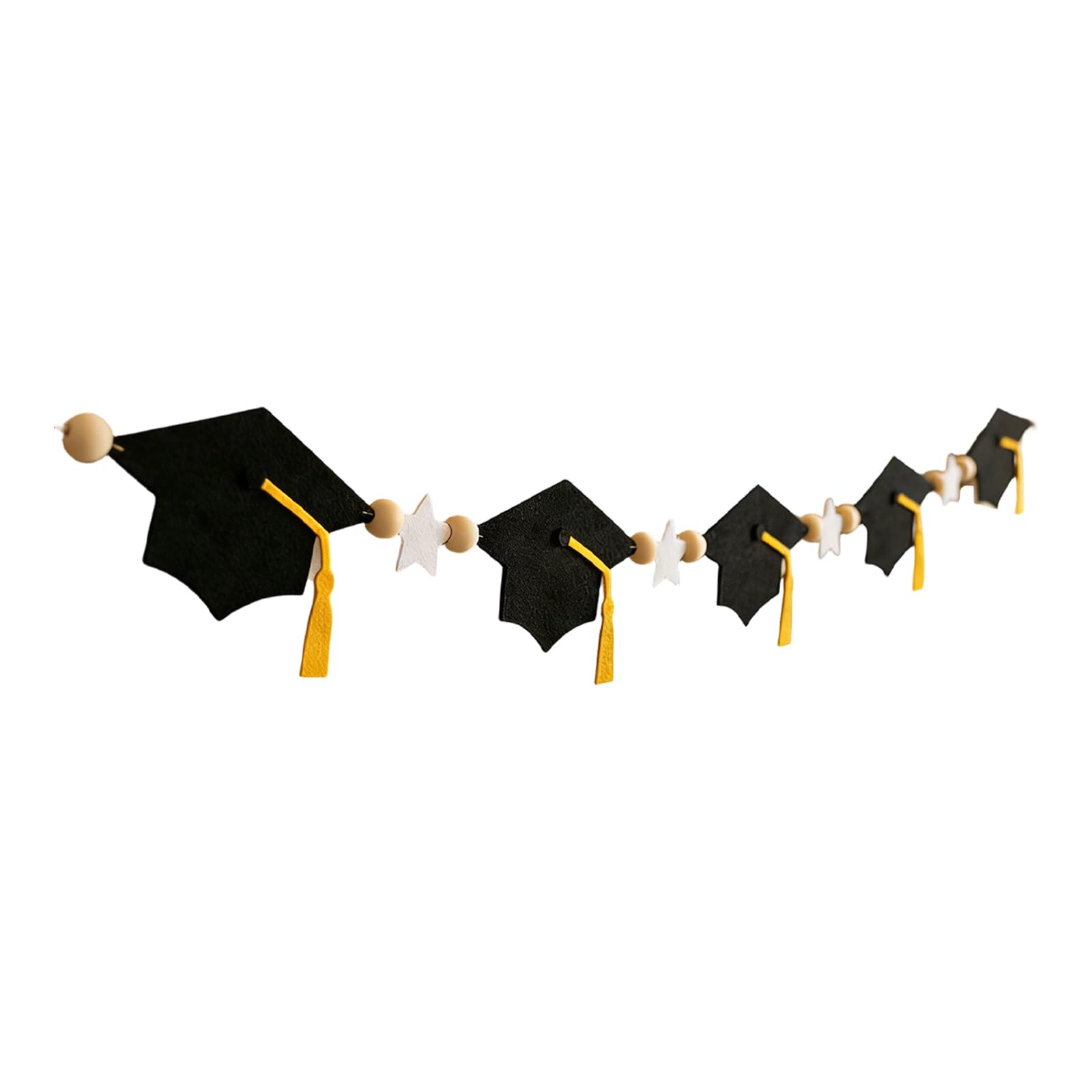 Sbshiouu E Felt Graduation Pennant Ornament With Wooden Beads For Graduation Party Decoration And Photography Backdrops Deck