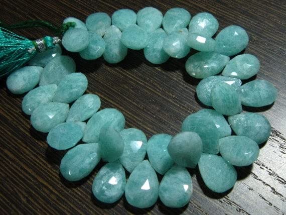 Perles amazonite en fil briolettes de poire de 230 carats pour pendentifs et colliers DIY