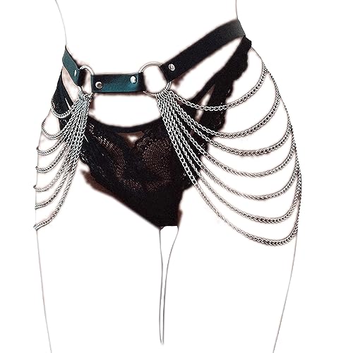 Joygulls Punk Sexy Gothic Jewelry Accessories Waist Chain Goth Belt Leather Layered Belly Body Chains