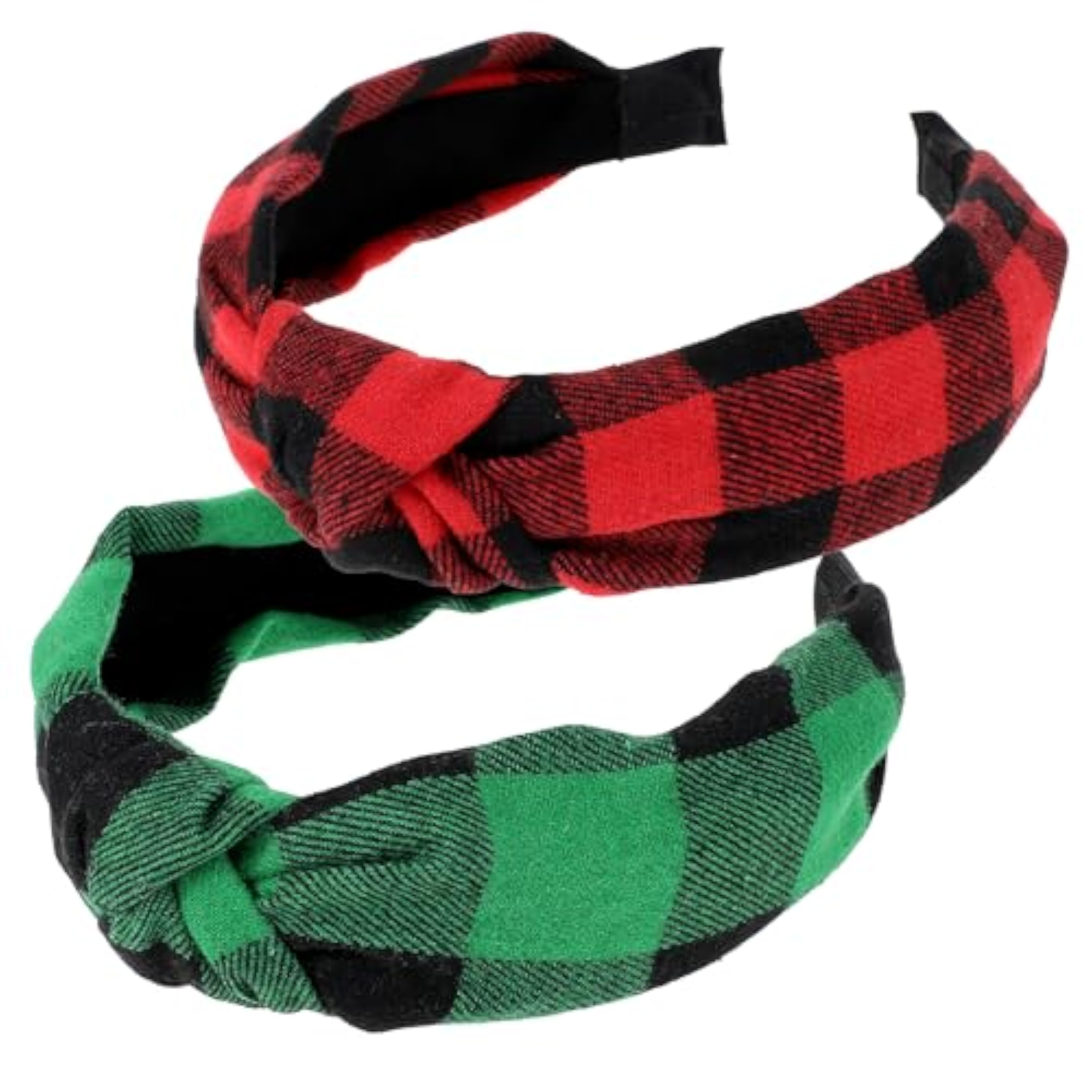 COMNICO 2 diademas para mujer, día de San Valentín, Navidad, a cuadros, vintage, anchas, rojas, verdes, accesorios de moda