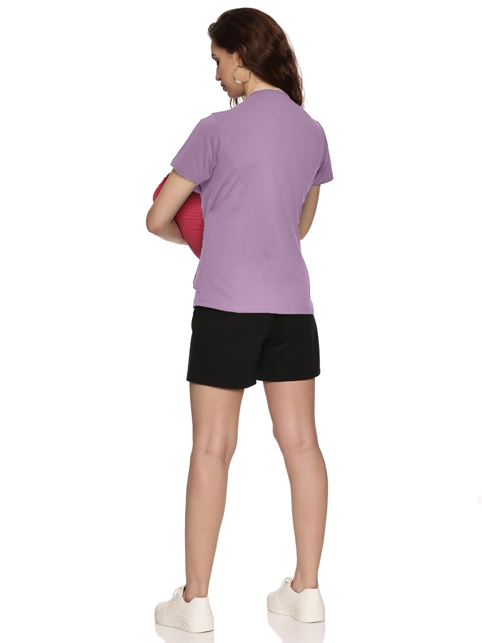 KIKWIT Maternity Feeding Tops Without Zip for Women, Feeding Coverup Pregnancy Tshirt,Feeding T-Shirt for Easy Nursing & Breastfeeding.(Pack of 2) (in, Alpha, M, Regular, Grey-Lavender) 1