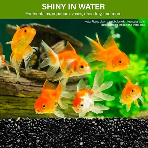 Image of NUPICK 6lb River Rocks for Plants Indoor, 3 /8 Inch Black Pebbles for Vases Fillers, Decorative Pea Gravel for Fish Tank, Natural Polished Stones for Succulent, Bonsai, Landscaping, Bird Baths