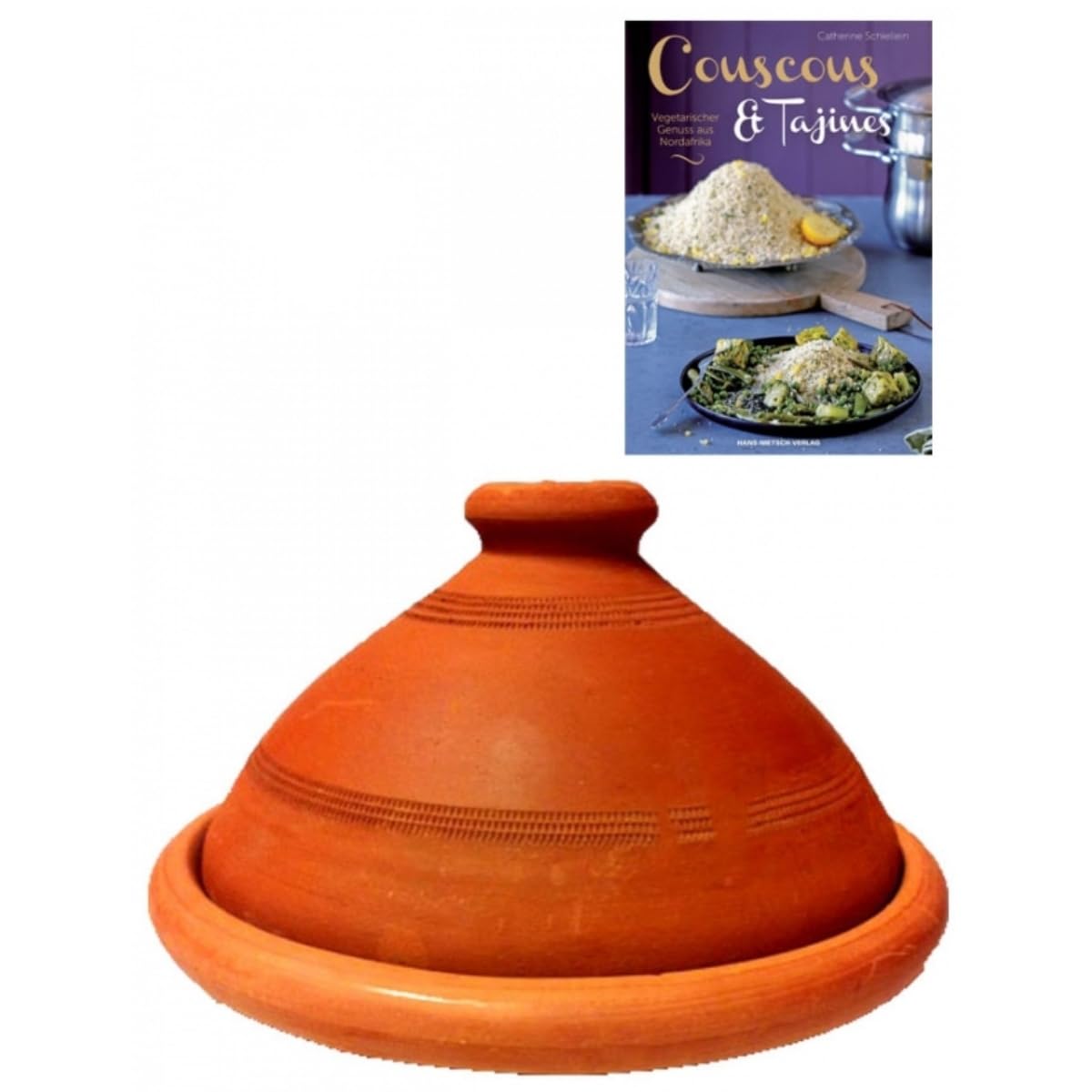 2er Set ORIGINAL Tajine Tagine 35 cm + Vegetarischer Genuss Nordafrika