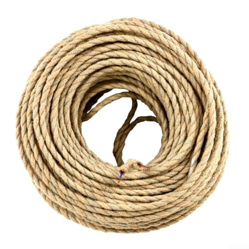 2 cables de 0,75 mm² para lámpara colgante de dos hilos con revestimiento de cuerda de cáñamo, 5 m de alambre trenzado vintage para lámparas de araña y lámparas de pared