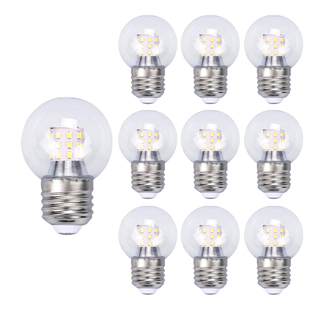 IOEDHW 10 Pack LED G45 Screw Light Bulbs, 9w (60w Equivalent), LED Small Round Bulb Constant Current Household Light Bulb Milky White Transparent G45 LED Lamp For Indoor Home Lighting, Energy Efficien