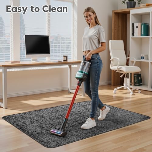 Image of Sycoodeal Office Chair Mat for Hardwood & Tile Floor, 48 inch x 55 inch Heavy Duty Computer Gaming Chair Mat for Rolling Chairs Non-Curve, Anti-Slip, Floor Protector for Home Office (Black)