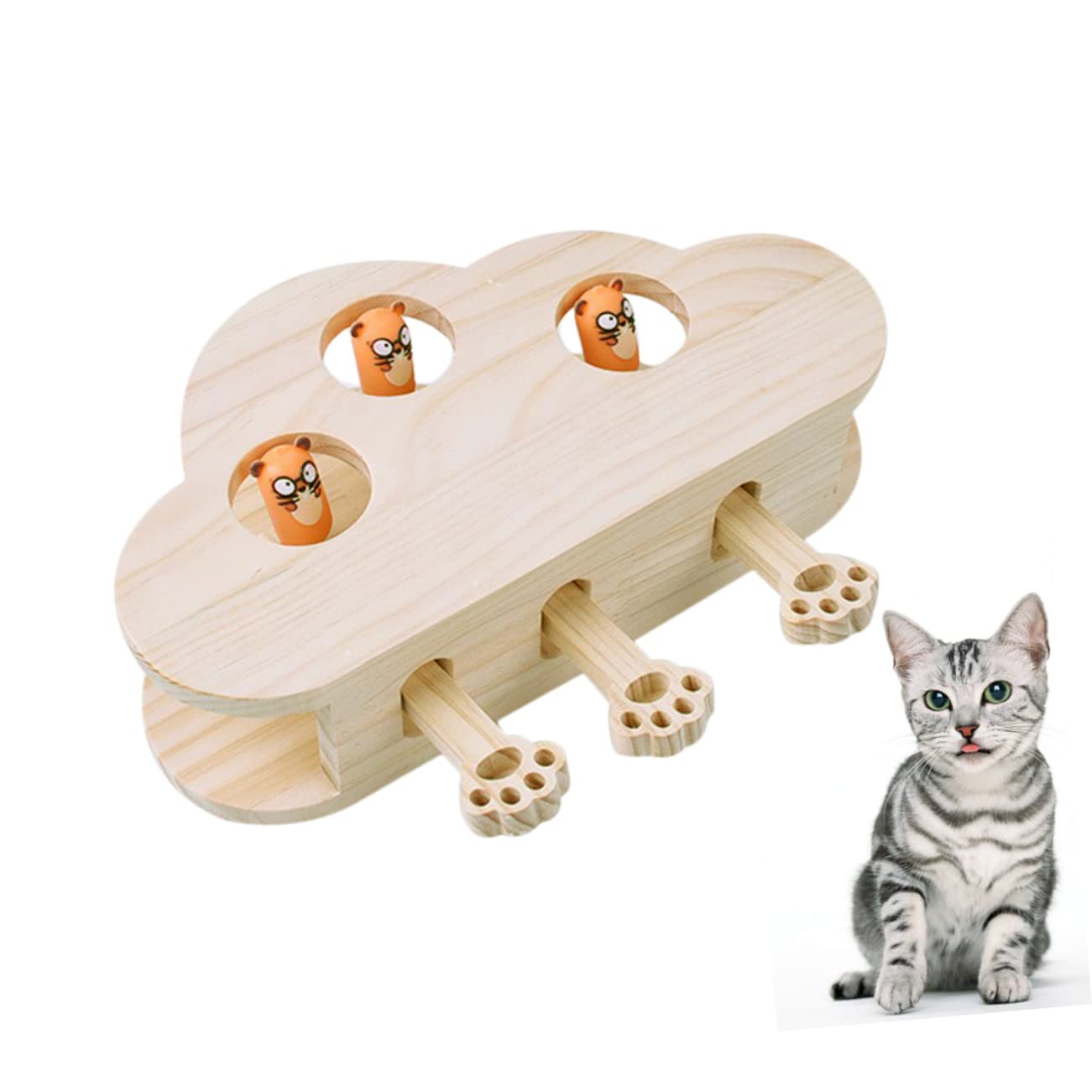 TOYANDONA Katzenspielzeug Holz Interaktives Maus Fangspiel Kreatives Haustier Spielzeug Mit Katzenminze Für Katzen Und Kätzchen