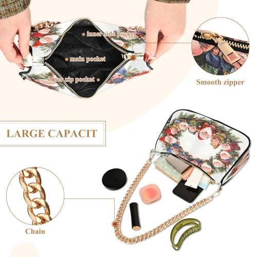 Shoulder Bags for Women Cute Santa Claus Tote HandBag Shoulder Bags purse with Chain Zipper Closure4