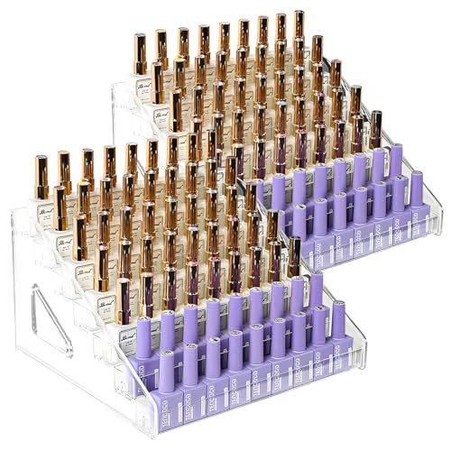 GBACHOOSE Lot de 2 organiseurs de rangement pour vernis à ongles, 6 couches, en acrylique, pour...