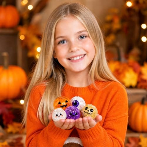 FlekmanArt Dumplings Stress Balls for Adults Ghost Bao Bun Squishes for Anxiety Relief Cute Halloween Decor Fidget Toy with Steamer, Halloween Spooky Glitter Dumpling Squishies Toys,5pc - Image 6