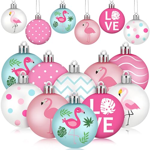 Silipull 24 Pcs Summer Flamingo Ornaments Pink Summer Tree Decorations...