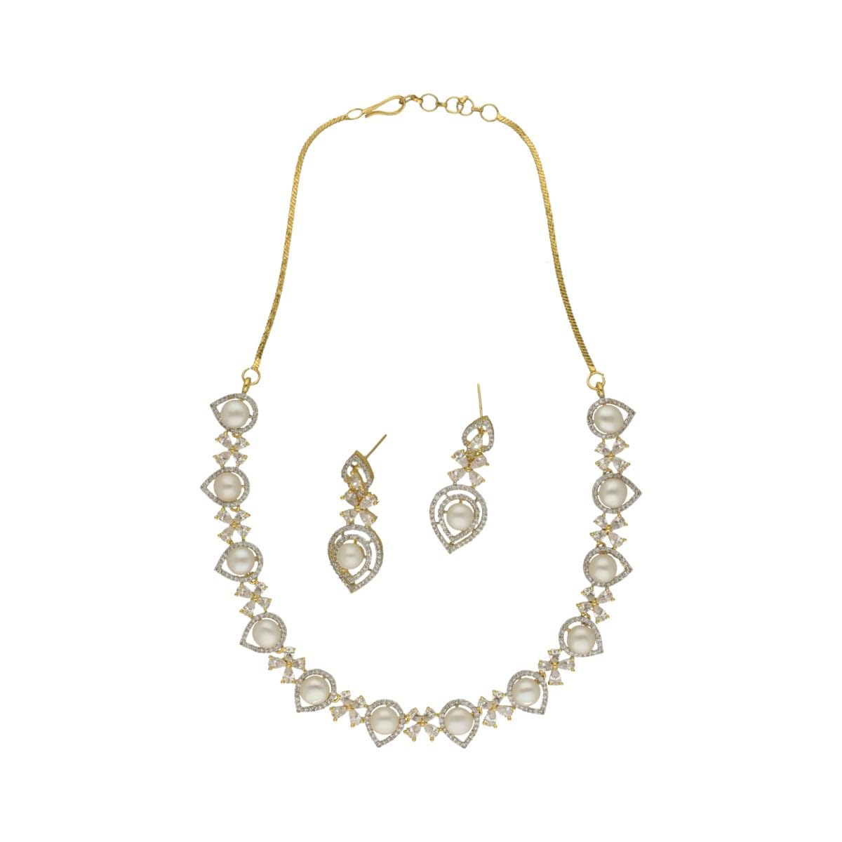 Sri Jagdamba Pearls Royal Pearl Necklace Set Gift For women & Girls | White Button AA Freshwater Pearl 4-5MM | 16-18 Inches Length | Gift Majestic Necklace Set For Women/Girls (B0D9KH3XHW) Amazon Price History, Amazon Price Tracker