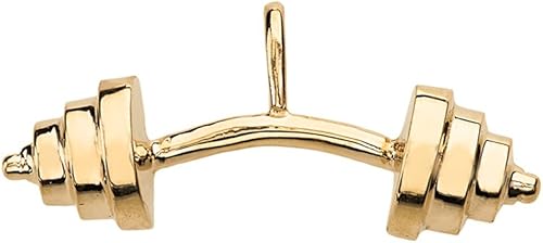 Colgante deportivo con barra curvada para levantamiento de pesas de oro amarillo, blanco o rosa de 10 quilates o 14 quilates, elección de metal