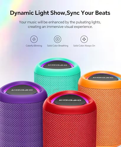 Image of Portable Bluetooth Speaker Beach Essentials: IPX5 Waterproof for Outdoor /Powerful HD Sound /Dynamic Light /All Day Playtime /Wireless BT 5.3 /TWS Pairing, Travel|Camping|Pool Accessorie, School Supplies