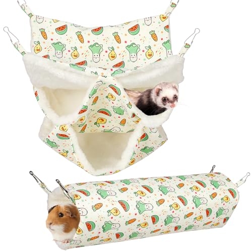 2 Pack 3 Tier Ferret Hammock, Guinea Pig Hammock Ferret Hanging H...