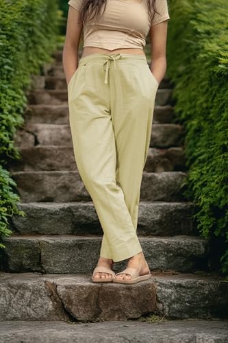 Image of Women's Cotton Regular Fit Trousers - Comfortable and Stylish Casual Office Wear Kurti Pants for Daily Use, Soft and Breathable Fabric
