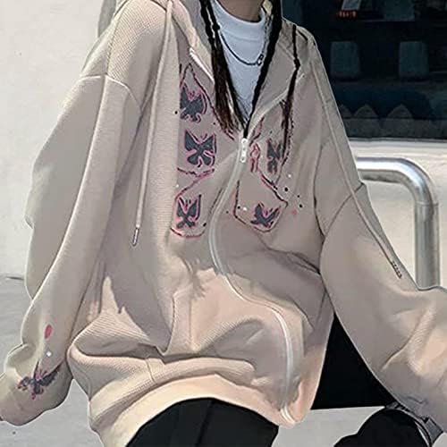 Sweat à Capuche Zip Y2K Oversize Femmes – Graphique Vintage Harajuku Grunge Esthétique – Veste Hoodie Étoiles Halloween Streetwear Ado