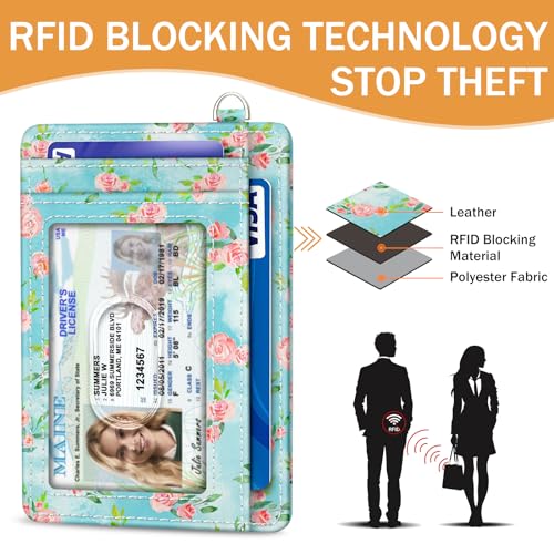 Image of Yonlevres Credit Card Holder Slim RFID Wallet Women Small Butterfly Travel | Front Pocket, Handy, RFID Blocking, Woman Girls Ladies Gifts, D-ring for Keychain,Thin Mini Card Case, ID Window, PU Leather