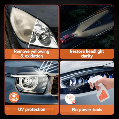 Headlight Restoration Kit Headlight Cleaner Head Light Cleaner Removing Yellowing Oxidized with Headlight Cleaner Coating Agent Sponge Towel (Scratches & Damages Cannot be Repaired) - Image 5