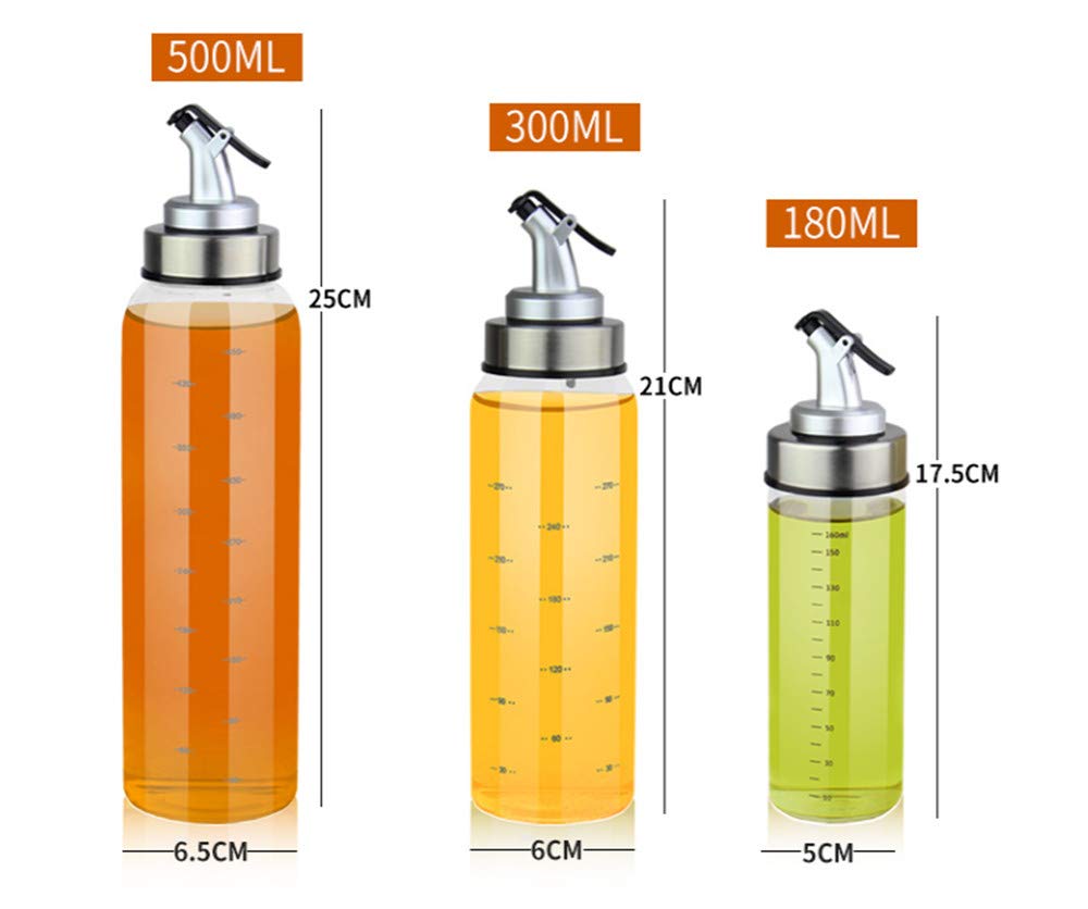 enduo Dispensador de Aceite de Oliva y vinagre-170 ml oz Botella de Vidrio Transparente para condimento