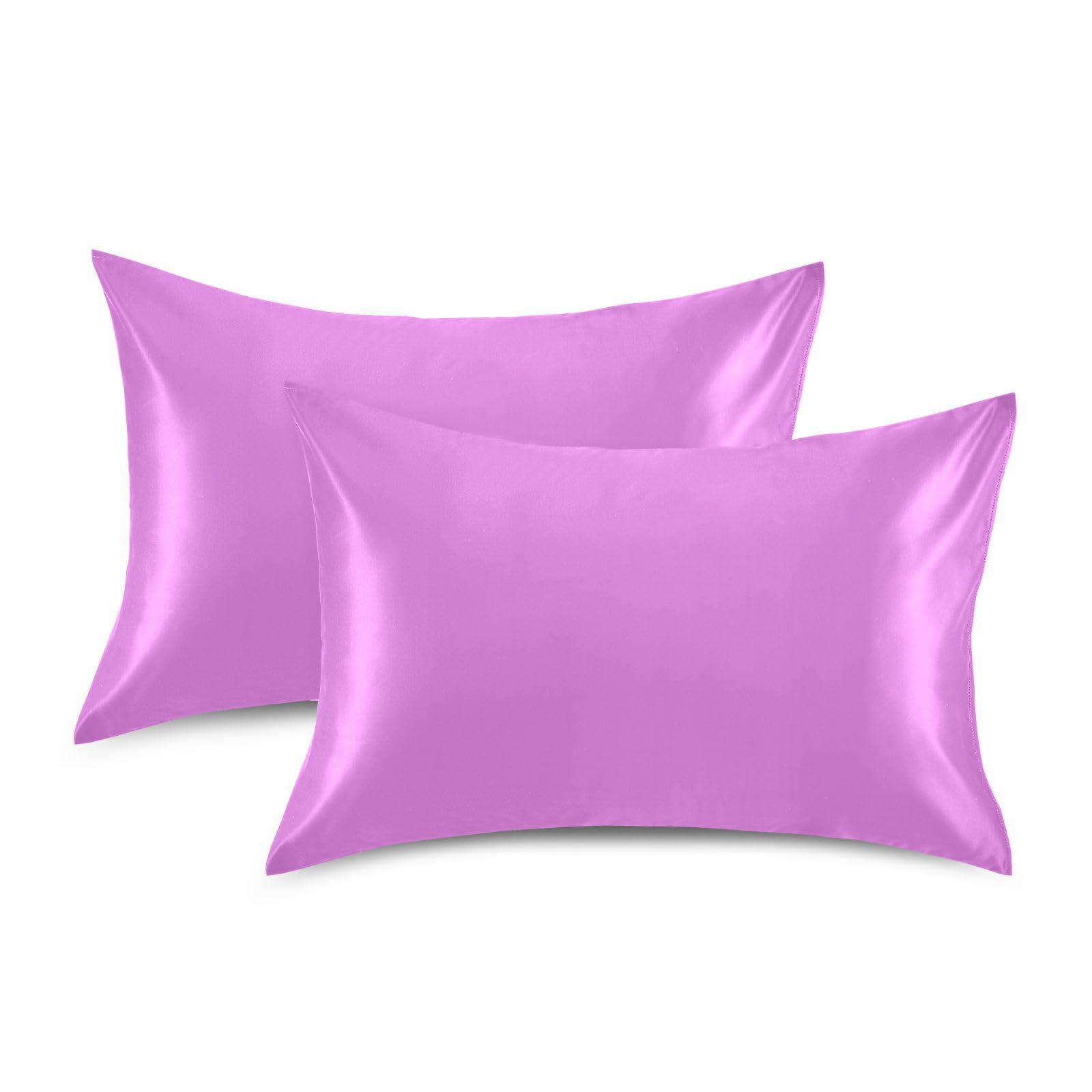 Violet Purple Satin Rectangle Pillowcase Soft Throw Pillow Cover for Sofa Car Bedroom Living Room 20x26in