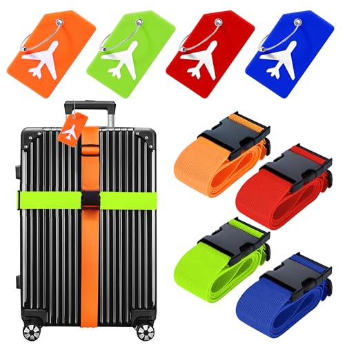 Image of Luggage Straps Tag for Suitcases TSA Approved Travel Belt 8 Pack by Chelmon (Mixed Colors)