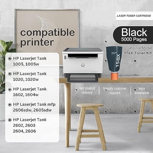 Image of CANOFF 158X Toner Cartridge for HHP 158X Toner Reload Kit, Large Volume 5000 Pages Yield for HHP LJ Tank 1005w, 1020w, MFP 2606sdw, 1020, 1005, 2605sdw,1604w,1602,2602 Series (Pack of 10Pcs.)