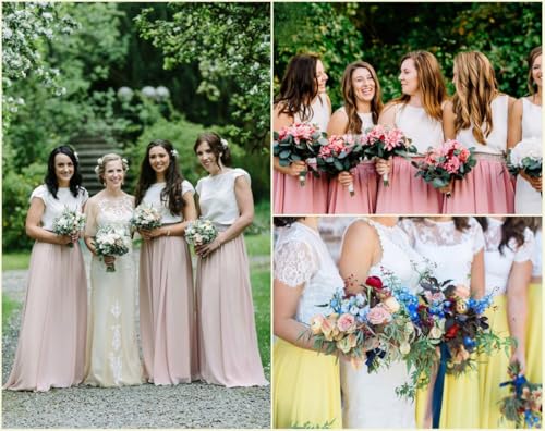 Long Maxi Floor Lengh Chiffon Skirt Elastic High Waist Bridesmaid Skirt3