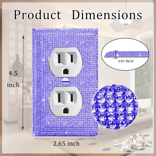 Image of 2 Pcs Shiny Purple Rhinestones Outlet Light Switch Plate Decorative Outlet Covers Rhinestone Outlet Cover Wall Plates Light Switch Cover Plate
