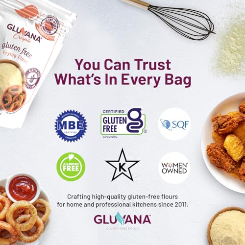 Image of Gluvana Gluten-Free Flour for Frying & Air Frying, Extra Crispy Coating & Batter Mix, Ancient Grain Amaranth & Quinoa GF Flour, Nut-Free, Soy-Free, Dairy-Free, GFCO Certified, Star-K Kosher, 16 oz