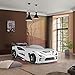 Aileenstore Autobett Kinder Kinderbett Rio 90x200 Rennwagenbett inkl. Lattenrost LED-Leuchte Spoiler (ohne Matratze, Weiß ohne Sportsitze)
