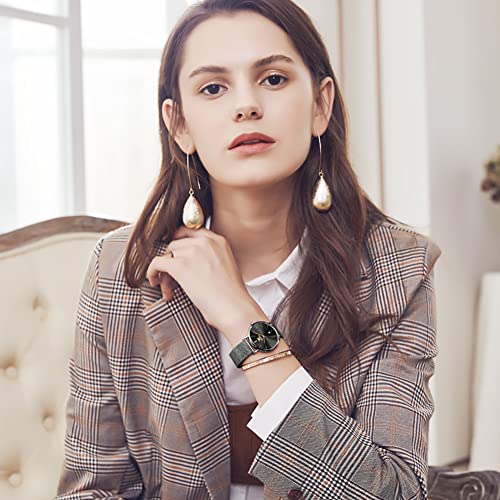 OLEVS Ladies Watch Black Faced Stainless Steel Mesh Strap Ultra Thin Waterproof Japanese Quartz Dress Date Women Wrist Watch - Image 8