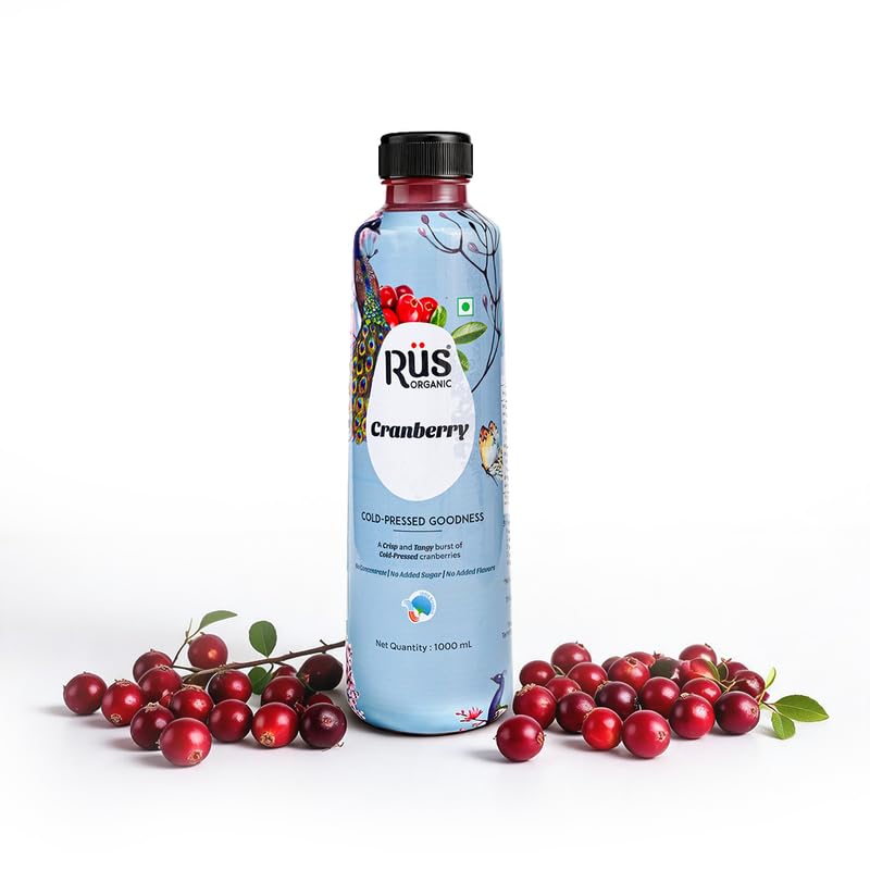 Image of Rus Organic Apple Cranberry Juice | Cranberry & Apple Juice | Natural & Cold-Pressed | Pack of 2 (1000ml Each) | Refreshing Sugar Free Drinks | No Preservatives | Rich in Antioxidants