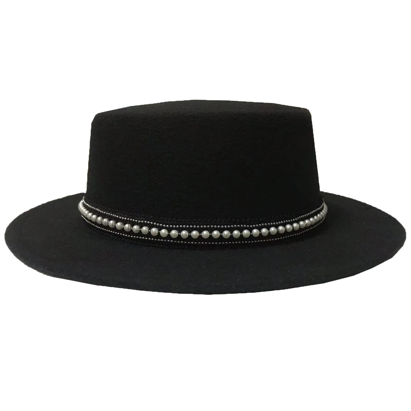 Cappello classico Fedora a tesa larga per donna uomo in feltro Panama Flat Top Jazz Cap con fascia rimovibile