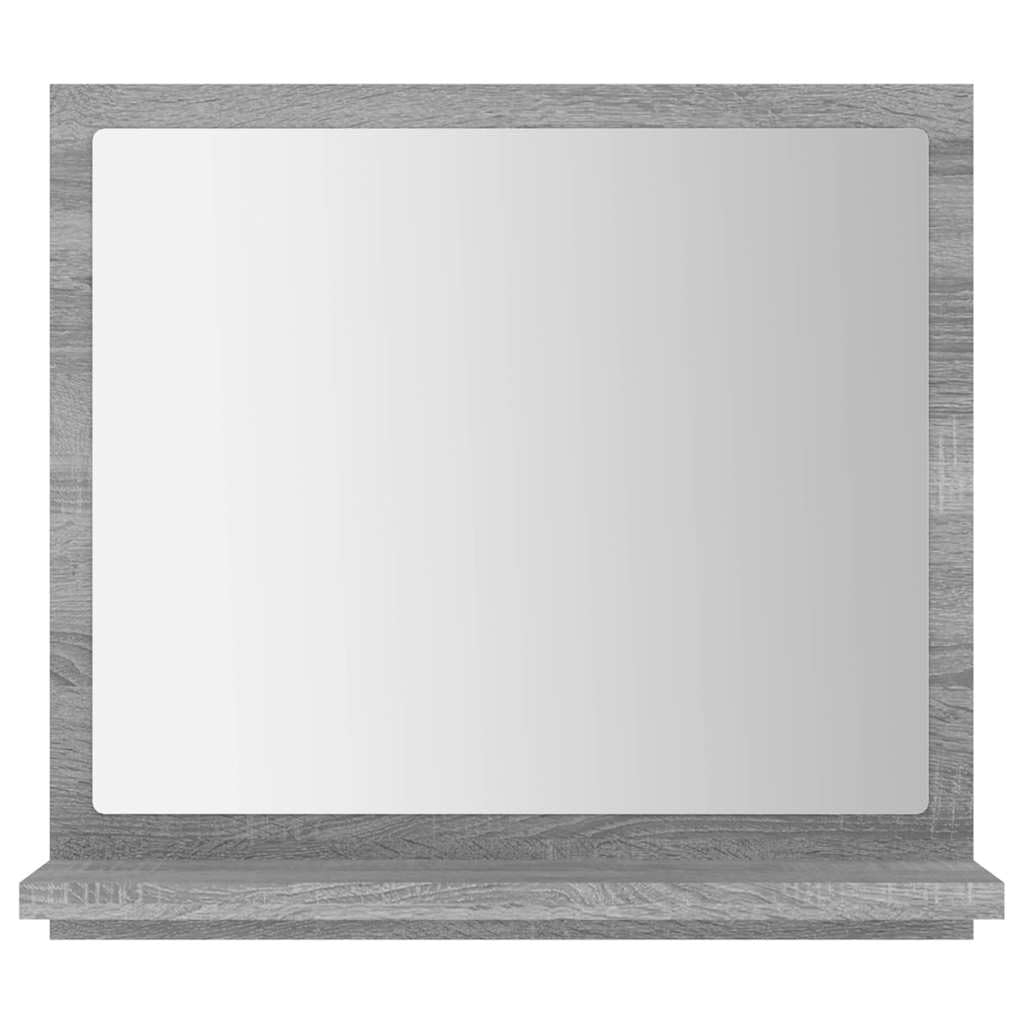 Specchio da bagno grigio Sonoma con ripiano, 40 x 10,5 x 37 cm, in legno e vetro, montaggio a parete, per bagno degli ospiti, WC con spazio e organizer per cosmetici