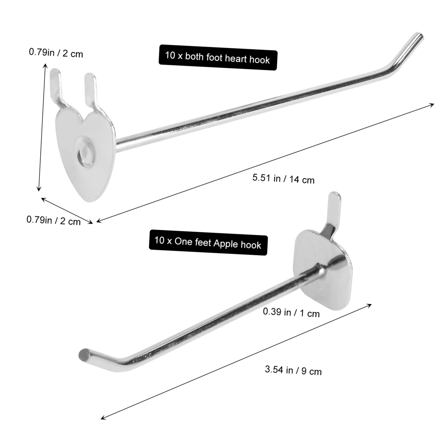 BUGUUYO 20 Iron Heart-Shape Apple-Shape Hooks Wall Hooks for Storage Display and Hanging