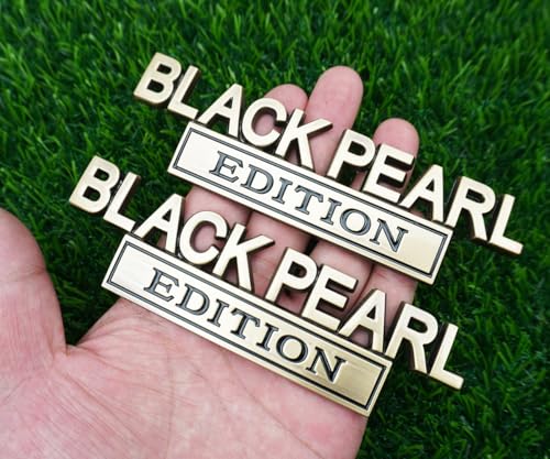 Image of Pair Set Black Pearl Edition Emblem 3D Letter Fender Tailgate Badge Decal Sticker Nameplate for Universal Vehicle, Car, Truck, SUV Motorcycle Accessories (Gold)